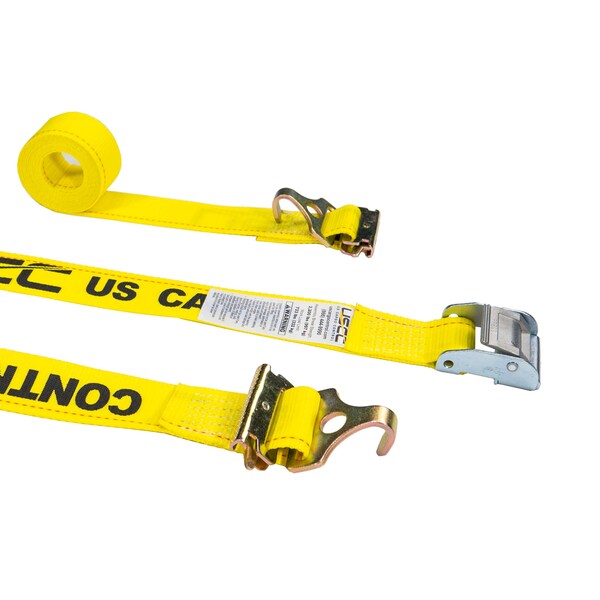 Us Cargo Control 2" x 12' Yellow Cam Buckle Strap w/ F Hooks & Spring E Fittings C312SEFFNH-Y - main